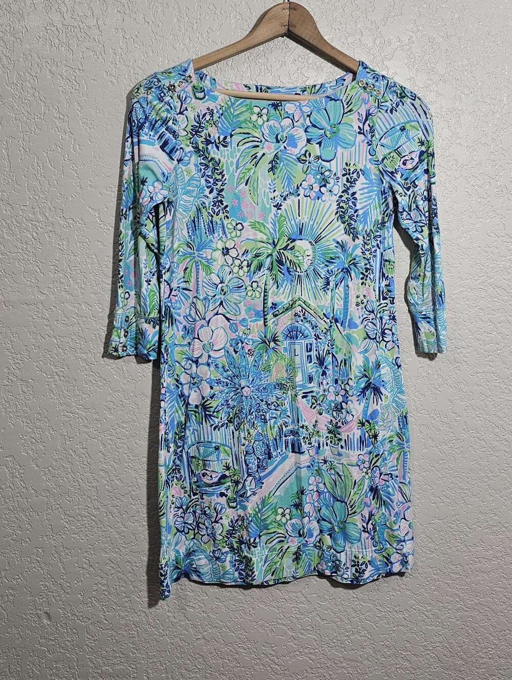 Lilly Pulitzer Blue/Green Tropical Print Sheath Dress